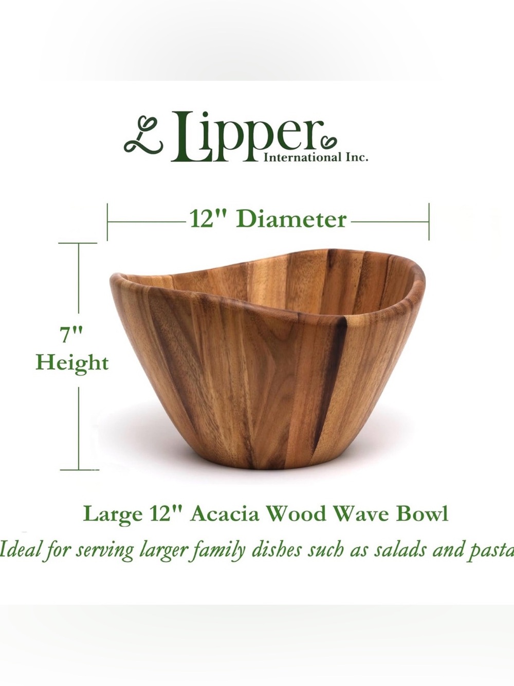 Lipper International Large Wavy Acacia Bowl